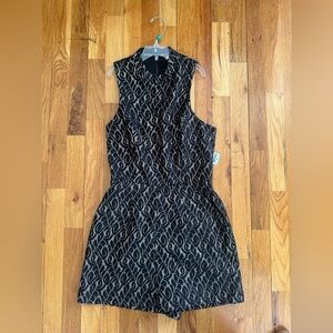 Sleeveless Black and Gold Patterned Romper